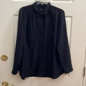 Talbots Black Long-Sleeve Button-front Blouse.  Large